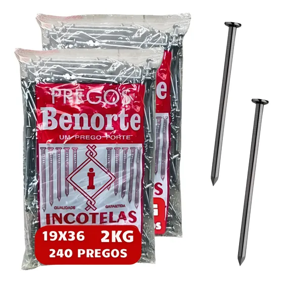 Prego Com Cabeça Chata Polido 19x36 2kg 240un 8cm Construção