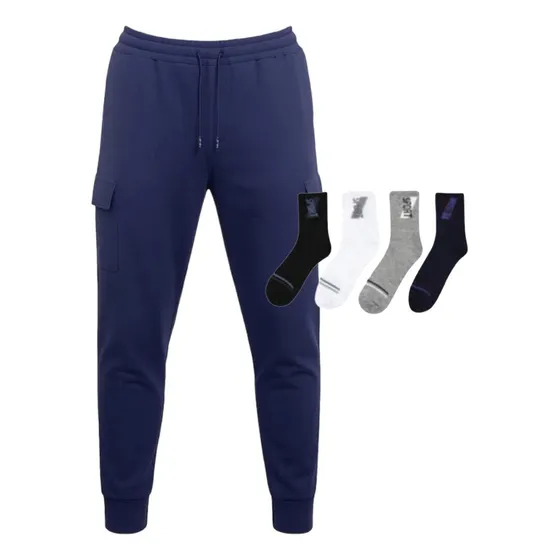 Pantalon Babucha Cargo Deportiva C/felpa + 2 Pares De Media