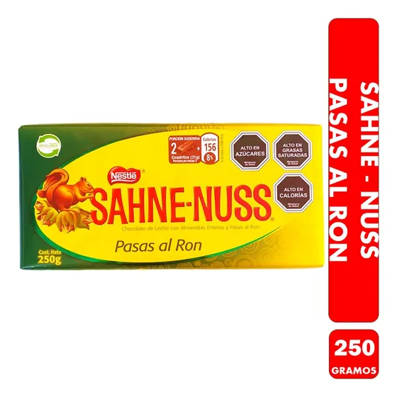 Sahne Nuss Pasas Al Ron - Tableta De Nestle (barra De 250gr)