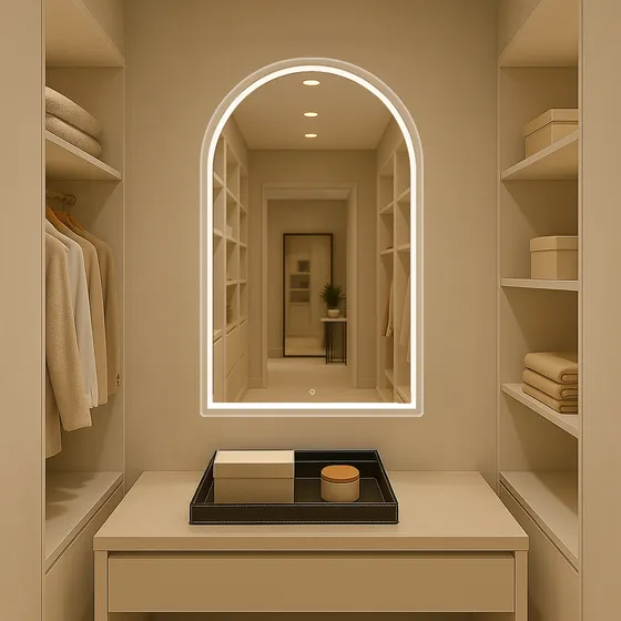 Espelho Arco 100x80cm Led Touch Decorativo Moderno Quarto