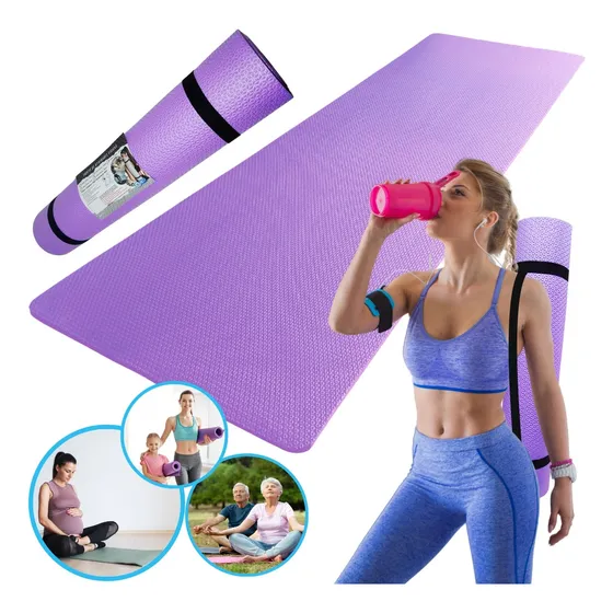 Tatame Esteira Para Yoga Exercícios Físicos 1,80mx53cmx5mm Cor Violeta