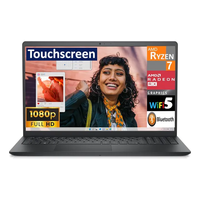 Dell Inspiron 3535 Laptop visualización táctil | 15.6 pulgadas 1920 x 1080 FHD | Ryzen 7-7730U - 512 GB SDD - 16 GB RAM | 8 núcleos @ 4.5 GHz Win 11 Home Noir Negro