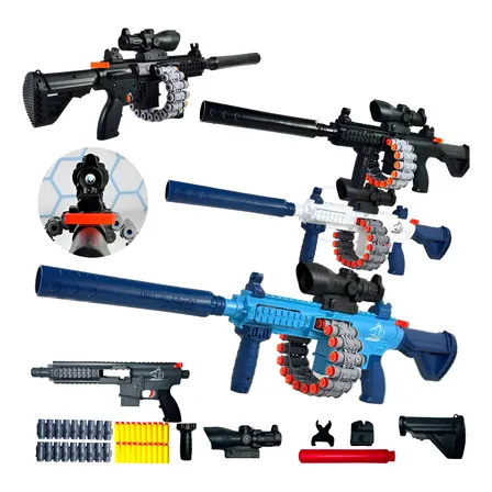 Brinquedo Metralhadora Rifle M16 Nerf Com Silenciador E Mira Cor Preto