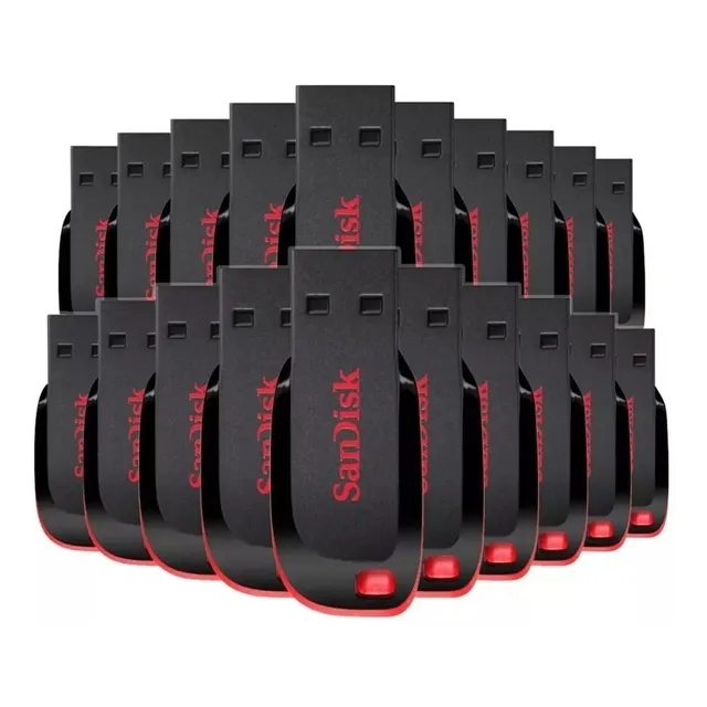 Kit 100 Memoria Usb Sandisk Cruzer Blade 16gb 2.0 Negro Rojo