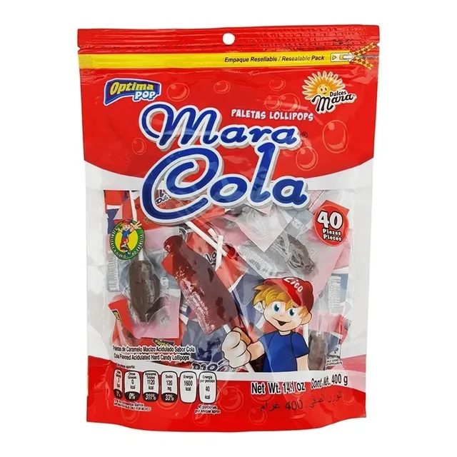 Dulce Paleta Mara Cola Sabor Coca Cola 40 Pz Refresco