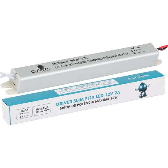 Fonte Drive Slim 12v 2a Para Fita Led - Potência 24w Gaya