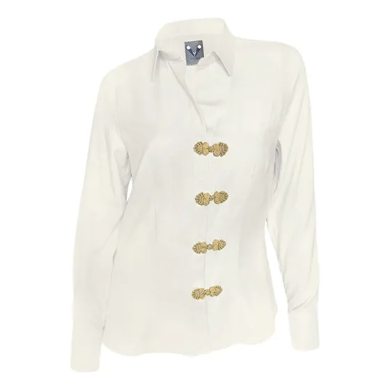 Camisa Blusa Marfil 100% Lino Oficina Formal Ocasión Mujer