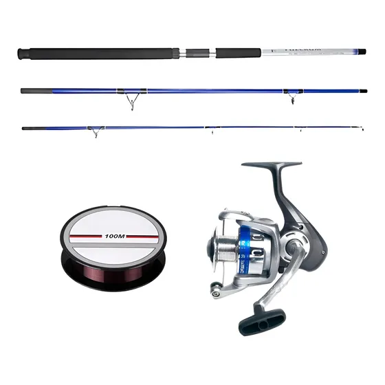 Set De Pesca Mar.caña Okuma 3.60 Mts+carrete+nylon+señuelo