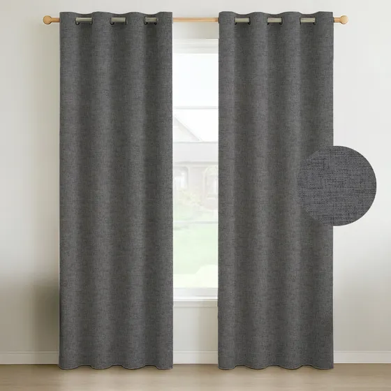Cortina Blackout 100% Anti Luz, 2 Paños 140x220 Textura Lino