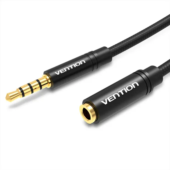 Cabo extensor extensão P2 pc microfone macho e fêmea 1 m Vention BHBBF cor preto