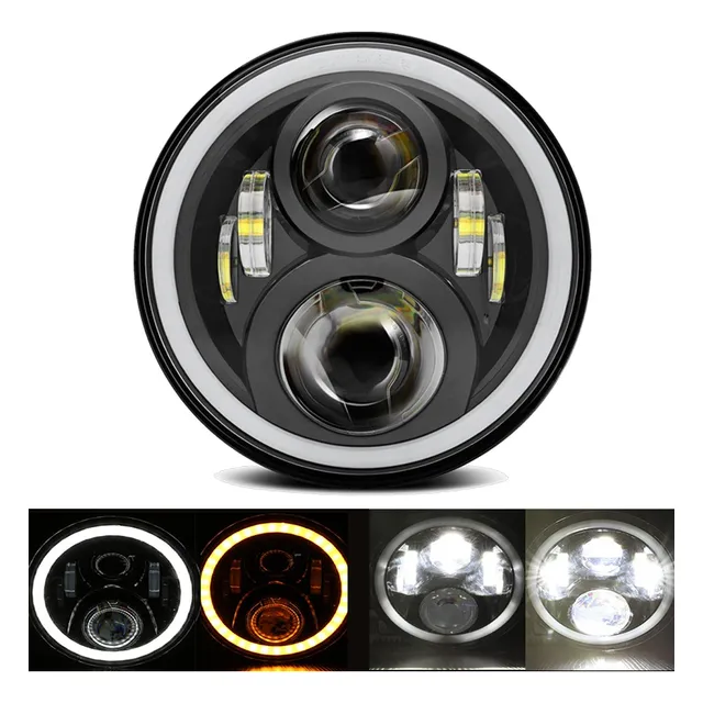 Faro Led Alta Baja Lupa 9d + Ojo De Angel Universal 7 