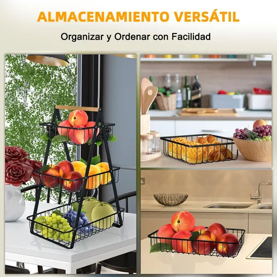 Cesta De Frutas 3niv Moderna Desmontable Organizar Almacenar