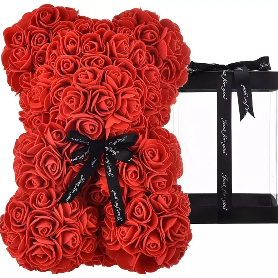 Oso Teddy Rosas Eternas Artesanal Amor Love Peluche 40cm