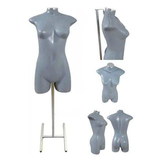 Manequim Feminino Meio Corpo Com Tampo De Metal E Pedestal H