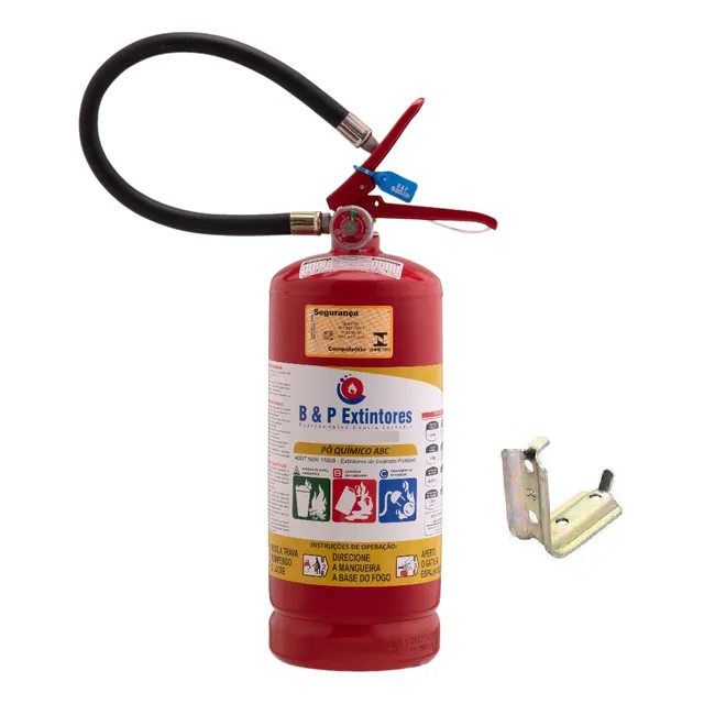 Kit Extintor Pó Químico Abc 4 Kg + Suporte Parede + Placa