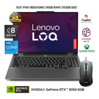 Laptop Gamer Lenovo Loq Ci5 Rtx3050 16gb 512ssd Color Luna Grey Con Mouse Incluido Laptop Gamer Lenovo Loq Ci5 Rtx3050 16gb 512ssd Color Luna Grey Con Mouse Incluido