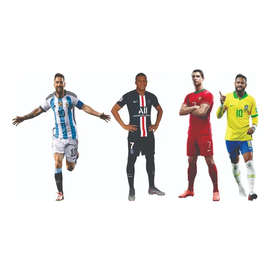 Kit Display De Chão Futebol Jogadores 4 Peças De 40cm Mdf 
