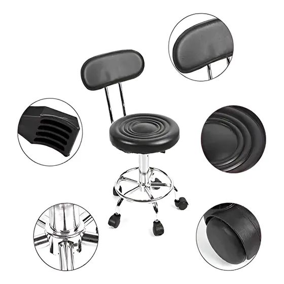 Silla Banqueta Alta C/respaldo Giratoria  Cajero/tatuador