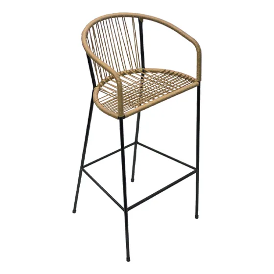 Banqueta Taburete Alta Para Desayunador O Barra Silla Banquetas Color Beige Tejida Simil Yute Silla Alta