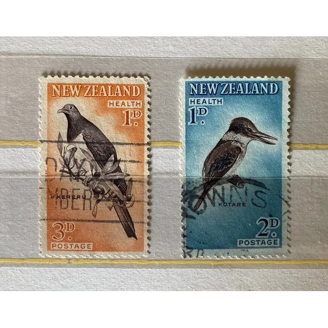 Estampillas Nueva Zelanda Aves Alción Sagrado Paloma Maorí