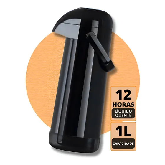 Garrafa Térmica 1 L Termolar Magic Pump Pressão Quente Frio