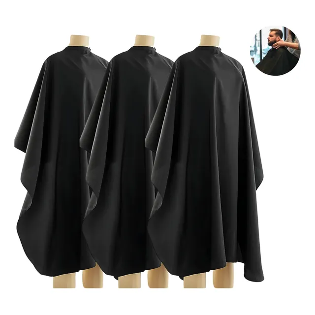 Kit 3 Capas De Corte Barbeiro Preto Cetim Profissional