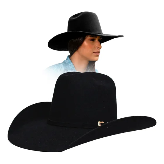 Chapéu Pralana Arena Felt Country Sertanejo Preto Aba 11