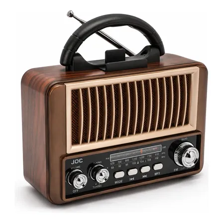 Altavoz Portátil Recargable Solar Retro Am Fm Sw Radio Vintage Brown