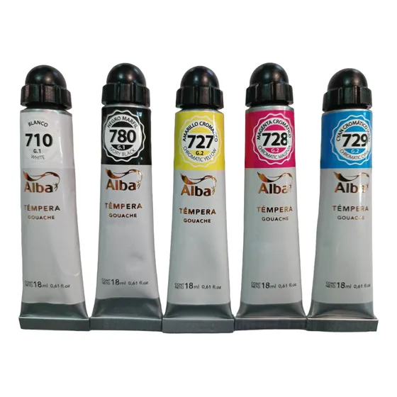 Set X5un Tempera Profesional Alba Cromaticos Pomo X 18 Ml