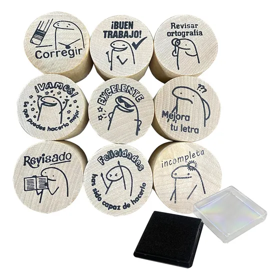 Sellos Para Maestros Kit Escolar Incluye Cojin9pcs Sello Letrero De Padre Y Sello De Devolución Para Sello De Calificación Escolar, Kit De Escuela Para Maestros Y Escuelas Con Bandeja