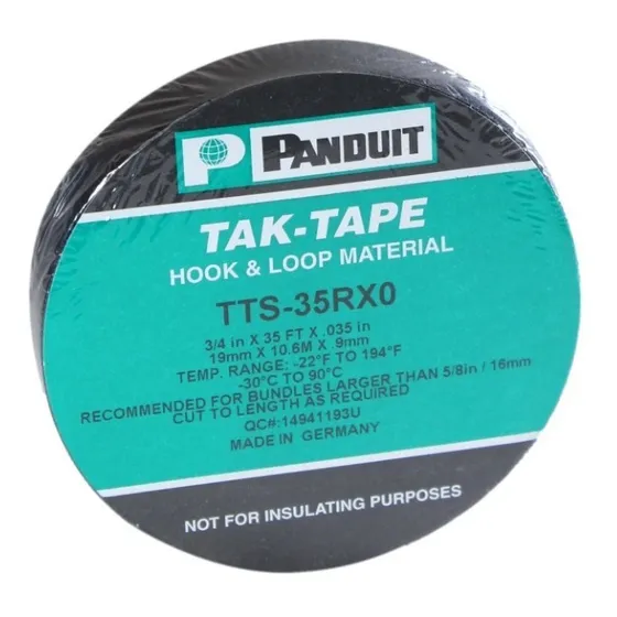 Tak Tape Panduit 10.6 Metros Para Organizacion De Cableado Color Negro