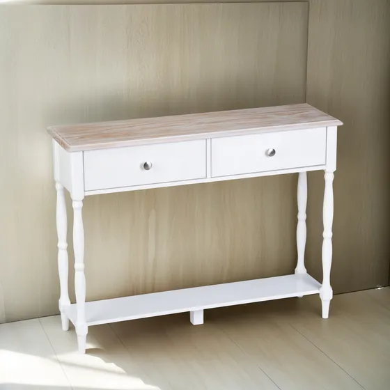 Aparador Dresua 2 Cajones Estilo Torneado Madera Maciza
