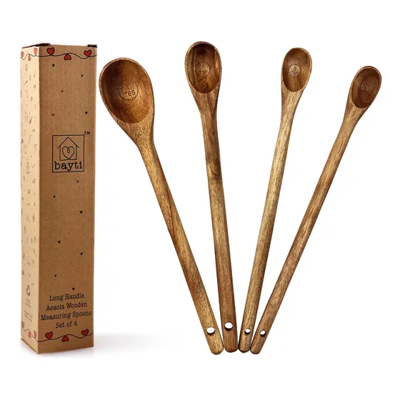 Bayti Cuchara Medidora Madera Acacia Mango Largo 100% Grado