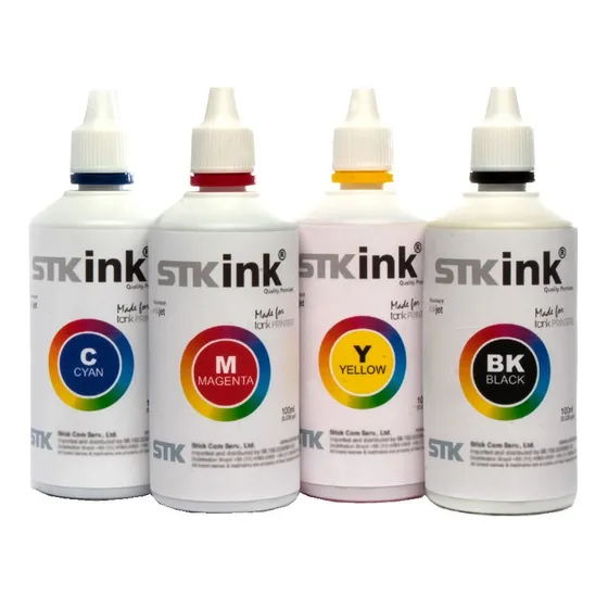 4 X 100ml Tinta Stk Compativel C/ Impressora Epson T664 L120 Tinta Super Black Cyan Magenta Yellow