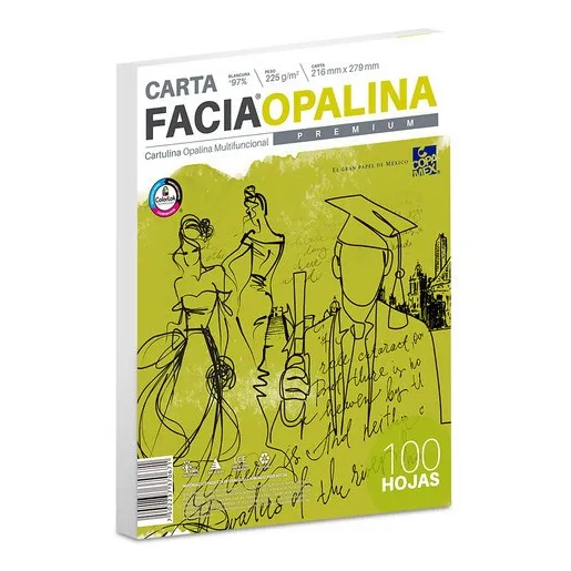 Cartulina Facia Opalina Copamex Blanca 225 G Carta 100 Hojas Color Blanco