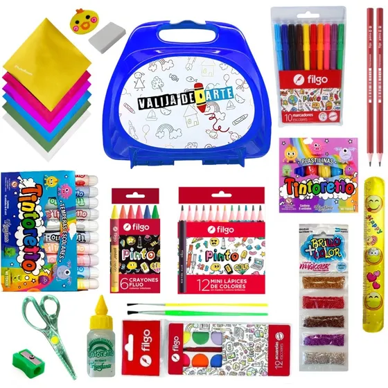 Valija De Arte Cofre Combo Kit Escolar A25 Jardin Primario