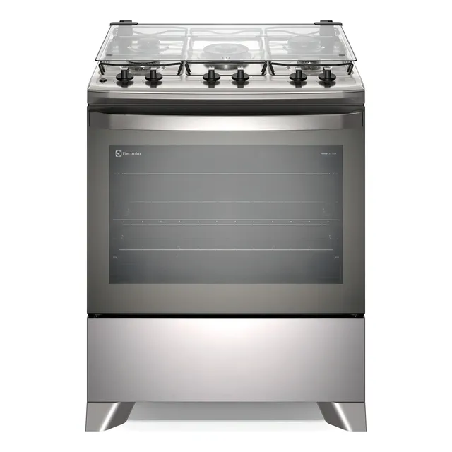 Fogão 5 bocas Electrolux Cinza Efficient com Mesa Inox, PerfectCook e VaporBake FE5IC - 127/220V