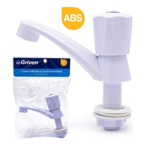 Llave Individual Para Lavamanos Plastica Blanca Griven