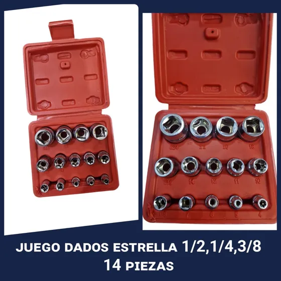 Juego De Herramientas Dado Tipo Estrella 14 Piezas.