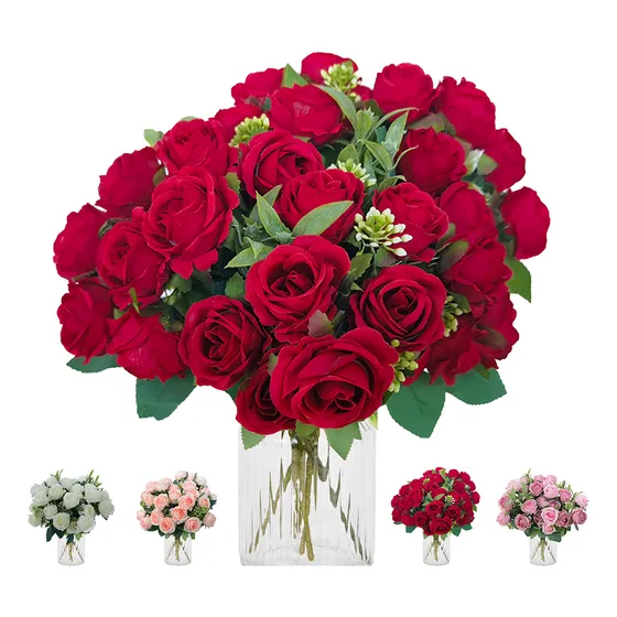 Flores Rose Artificiales Rama Decorativa Ramos Boda Y Fiesta