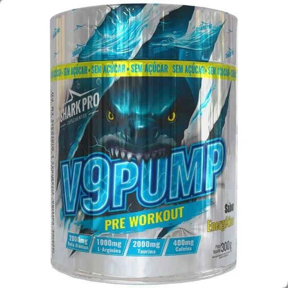 Pre Workout V9 Pump 300g Shark Pro Sabor Energético