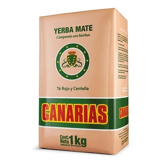 Yerba Uruguaya Canarias Te Rojo Y Centella 1kg