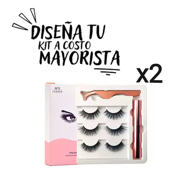 Kit Pestañas Corridas Magnéticas Con Delineador Pinza