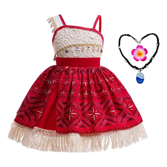 Disfraz De Moana Vaiana Para Niñas, Vestido Sin Mangas Con U