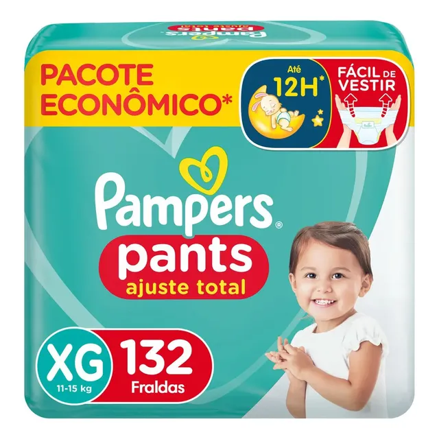 Fraldas Pants Ajuste Total Xg 132 Unidades Pampers Extra Grande (xg) Sem GêneroP