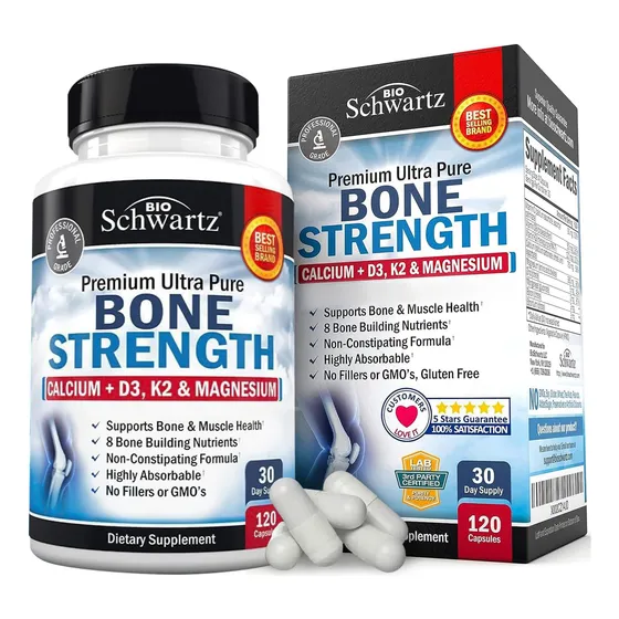 Suplemento Bone Strength Bioschwartz Con Calcio, D3, K2 Y Mg
