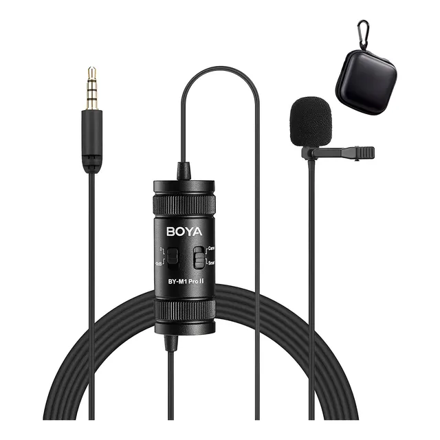 Microfone Lapela Boya By-m1 Pro Ii Dslr Celular Preto + Bag