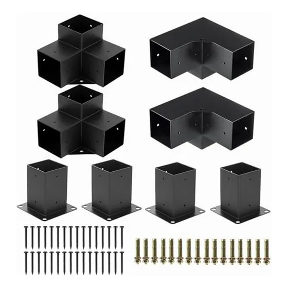 Kit De Soportes Metálicos Para Pergolas 4x4'' - 8 Piezas