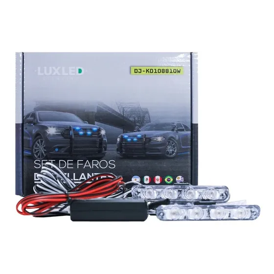 Set 4 Faros Led Azules Destellante 12/24v Con Control Remoto