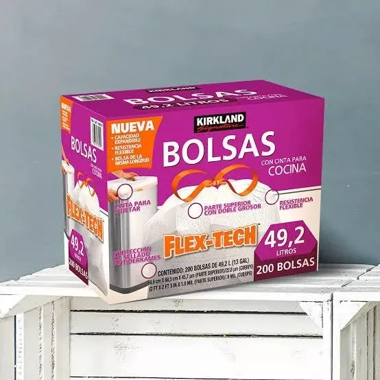 Kirkland Signature Bolsas Para Basura Con Cinta 200 Piezas Color Blanco